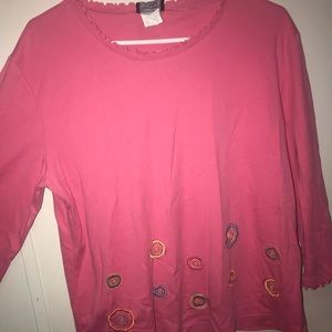 Southern lady pink ruffle long sleeve top